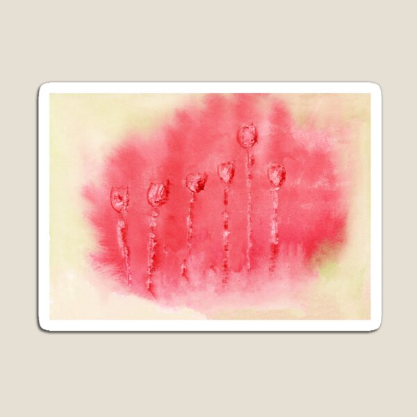 Red Abstract Tulips Watercolor Paiting Magnet