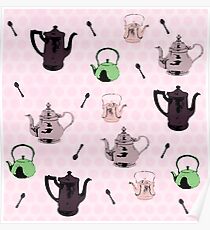 Teapot pink pattern Poster