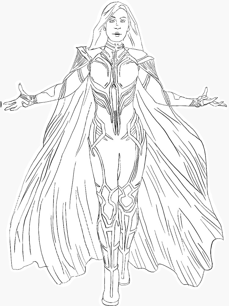 &ldquo;Black and white Hela line drawing&rdquo; Sticker by Addison-k | Redbubble