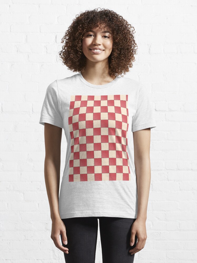 Short Sleeve Men T-Shirt Chessboard Black White Pink Men's 2022