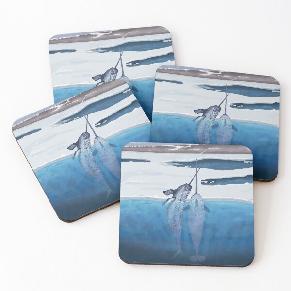 Item preview, Narwhals emerging from the cold ocean designed and sold by Brushes with Nature.
