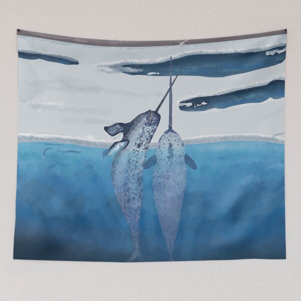Item preview, Narwhals emerging from the cold ocean designed and sold by Brushes with Nature.
