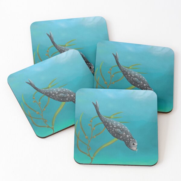 Item preview, Harbour seal underwater with Kelp algae in the background designed and sold by Brushes with Nature.