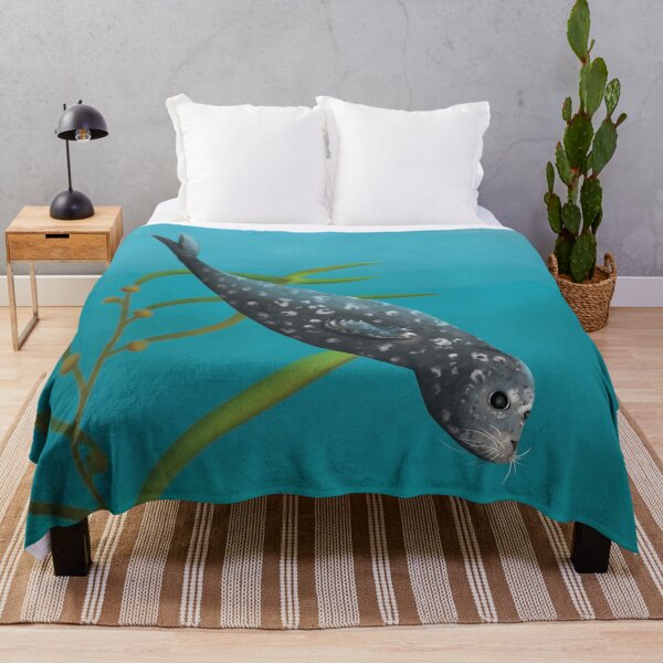 Item preview, Harbour seal underwater with Kelp algae in the background designed and sold by Brushes with Nature.