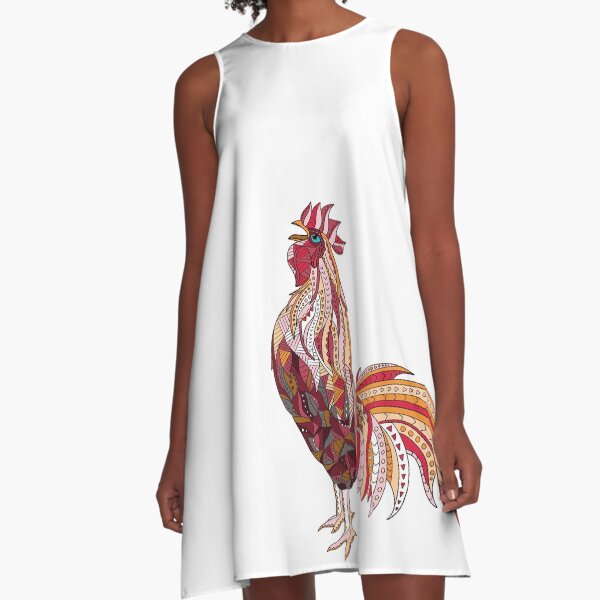 Vista previa del artículo con la obra «Gallo cantor étnico», diseñado y vendido por ethnicdrawing.