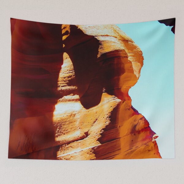 Item preview, Orange sandstone abstract with blue sky at Antelope Canyon, Arizona, USA designed and sold by Mrvell.