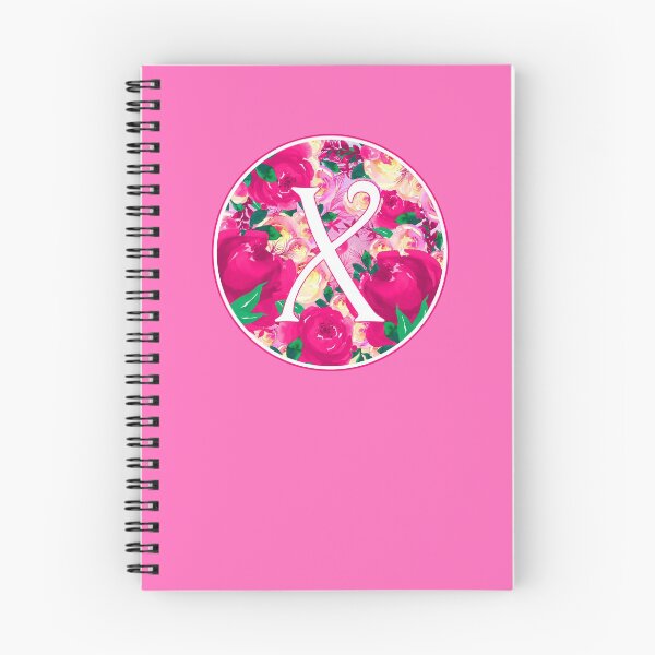 Item preview, The Letter 'X' Pink Flower Watercolor Circle Monogram designed and sold by Bumblefuzzies.