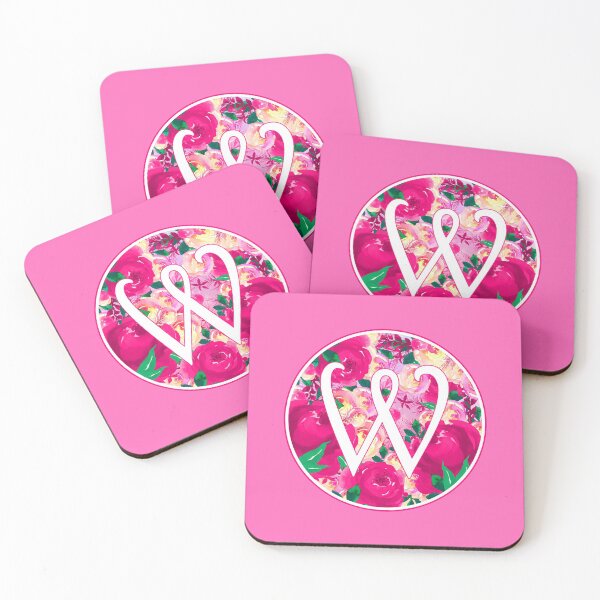 Item preview, The Letter 'W' Pink Flower Watercolor Circle Monogram designed and sold by Bumblefuzzies.
