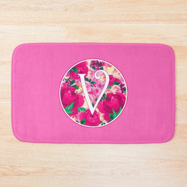 Item preview, The Letter 'V' Pink Flower Watercolor Circle Monogram designed and sold by Bumblefuzzies.