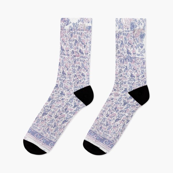 Item preview, Kobeh Faded Blue and Pink Rose Indian Batik Block Print designed and sold by Kobeh.