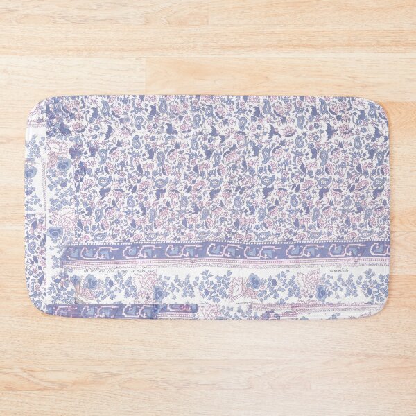Item preview, Kobeh Faded Blue and Pink Rose Indian Batik Block Print designed and sold by Kobeh.