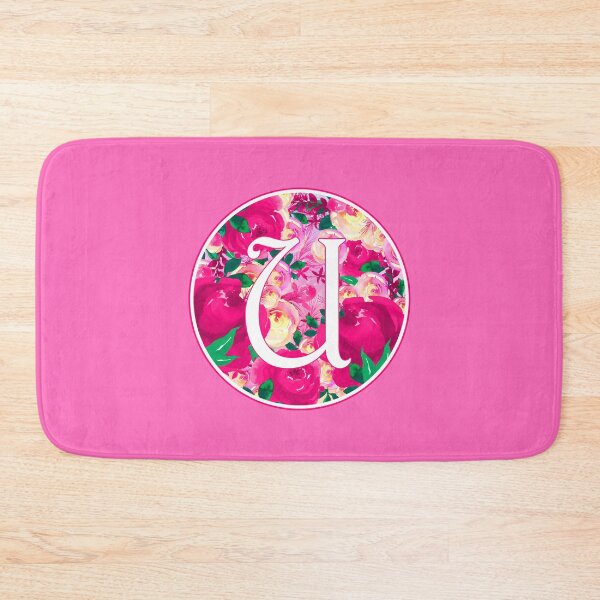 Item preview, The Letter 'U' Pink Flower Watercolor Circle Monogram designed and sold by Bumblefuzzies.