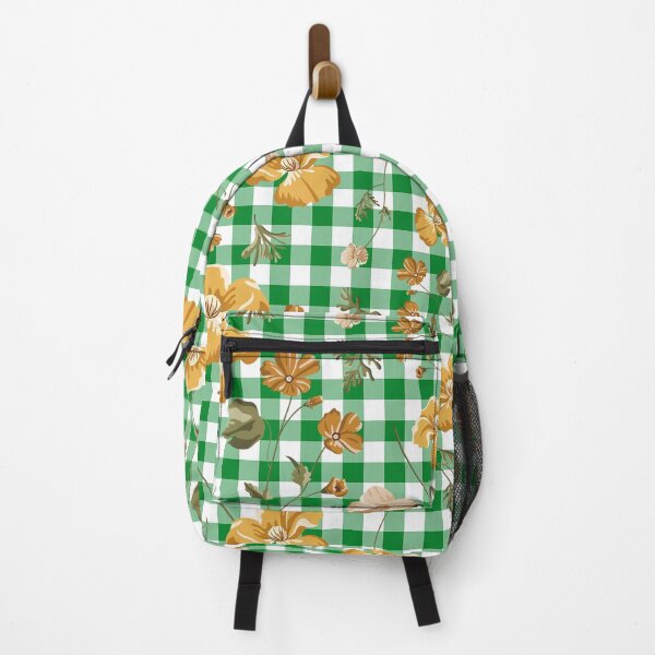 Item preview, Green White Buffalo Plaid & Yellow Flowers Pattern designed and sold by Tamas Das.