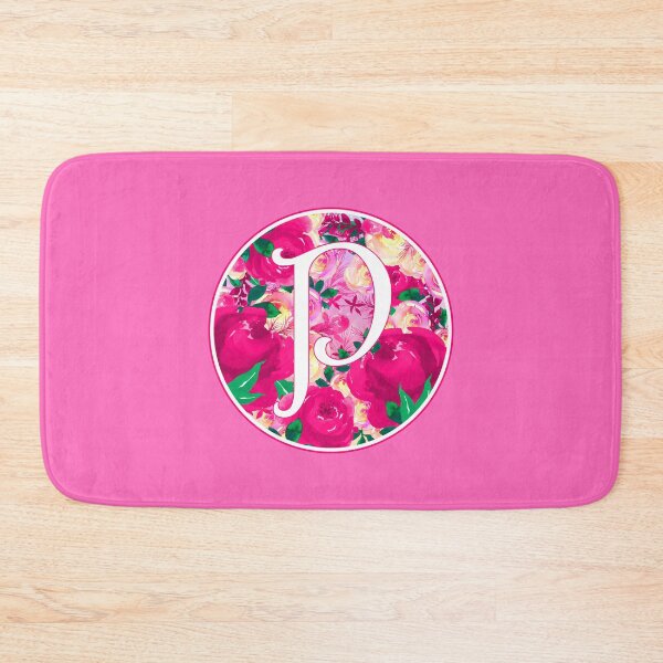 Item preview, The Letter 'P' Pink Flower Watercolor Circle Monogram designed and sold by Bumblefuzzies.