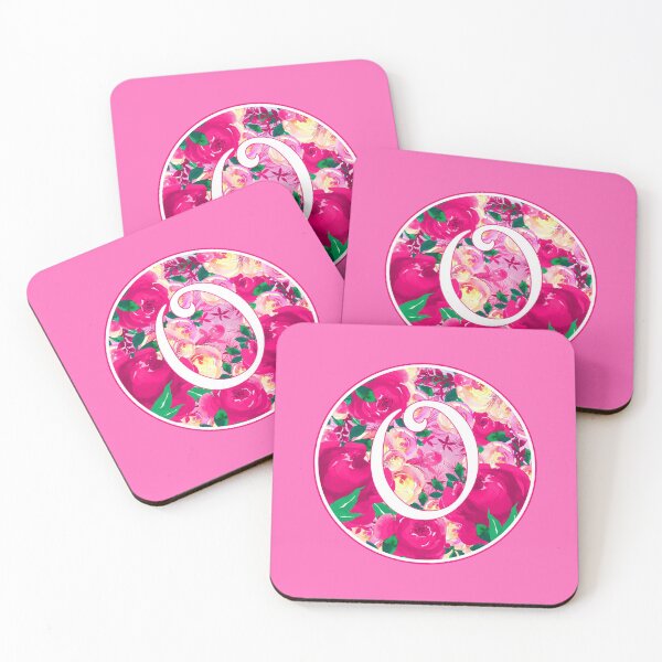 Item preview, The Letter 'O' Pink Flower Watercolor Circle Monogram designed and sold by Bumblefuzzies.