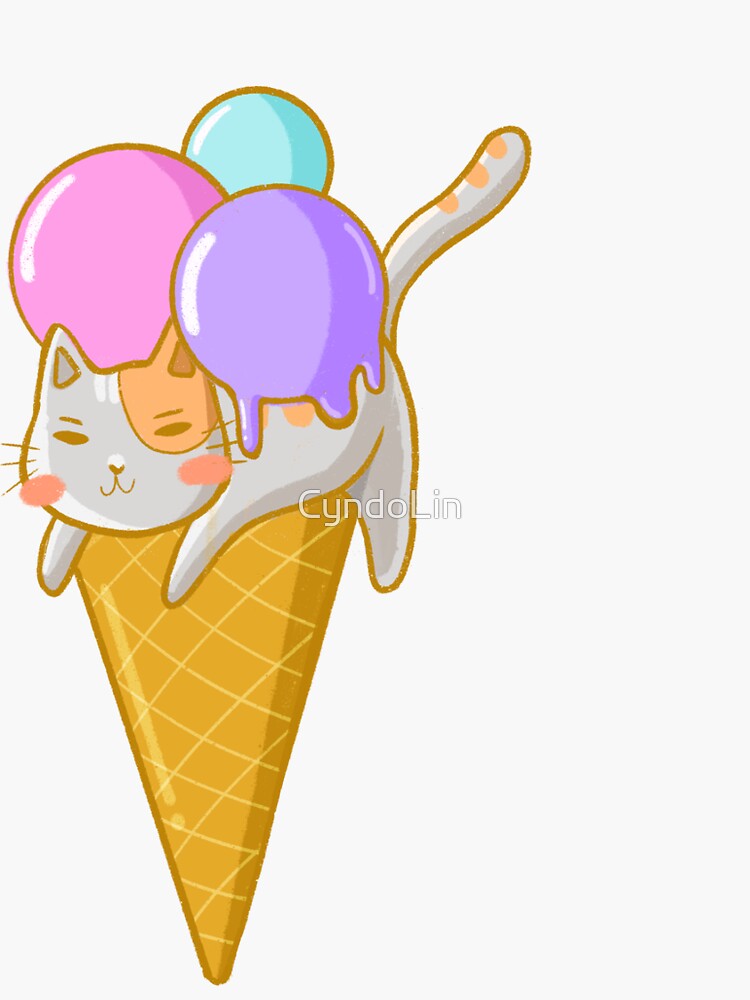 "Ice cream cat" Sticker for Sale by CyndoLin Redbubble