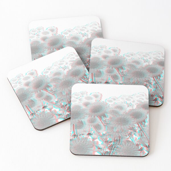 Item preview, Albino Sunflowers (3D Anaglyph Red/Cyan Stereoscopic Color Shift) designed and sold by hyproinc.