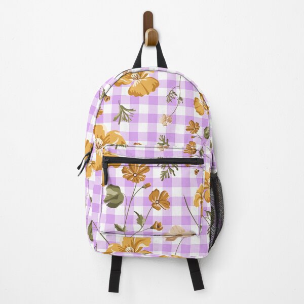 Item preview, Purple White Buffalo Plaid & Yellow Flowers Pattern designed and sold by Tamas Das.