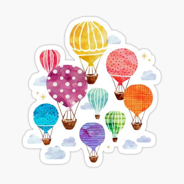 Peel and Stick Hot Air Balloon Stickers • Fine Art by Kristi Arzola