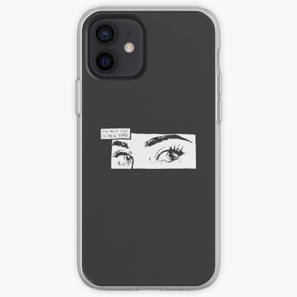 "Je te rencontrerai à New York" Graphique yeux noir et blanc Coque souple iPhone