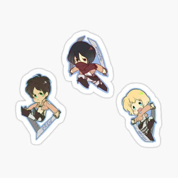 SnK Eren, Mikasa, Armin Sticker