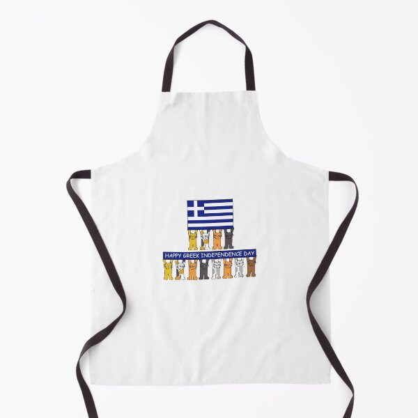 Item preview, Greek Independence Day Cartoon Cats Holding a Flag and Banner designed and sold by KateTaylor.