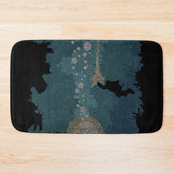 Item preview, Seabed poster for the film The Abyss by James Cameron with Ed Harris, Michal Biehn and Mary Elizabeth Mastrantonio made up of small curved shapes designed and sold by AmoebaLine.