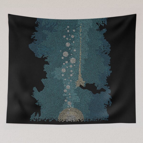 Item preview, Seabed poster for the film The Abyss by James Cameron with Ed Harris, Michal Biehn and Mary Elizabeth Mastrantonio made up of small curved shapes designed and sold by AmoebaLine.