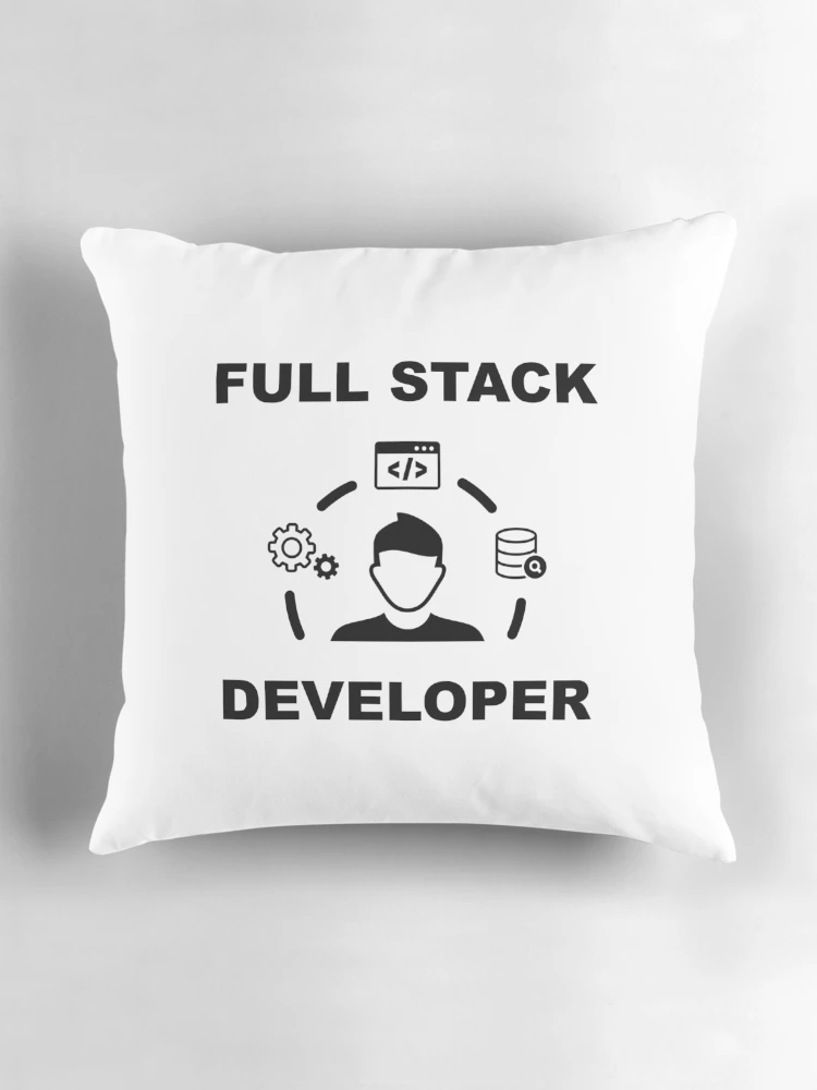 Thumbnail 3 of 4, Pillow, Full Stack Developer, Software Engineer, Computer Science, Web, WWW, Programming Humor, HTML, White designed and sold by Max-Wear.
