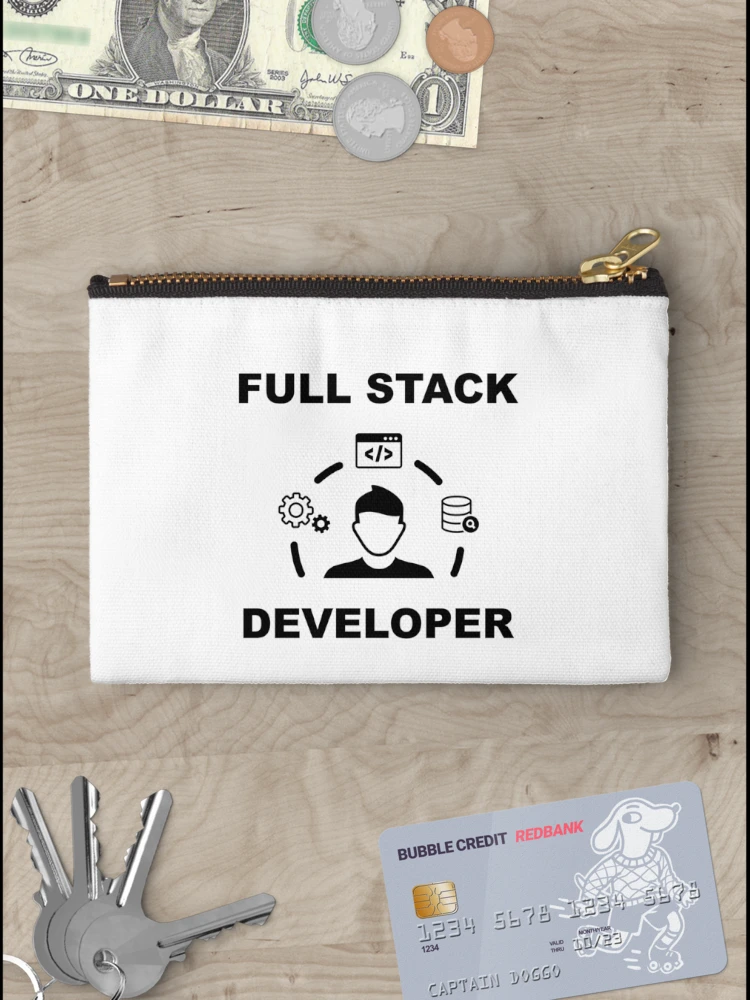 Thumbnail 3 of 4, Zipper Pouch, Full Stack Developer, Software Engineer, Computer Science, Web, WWW, Programming Humor, HTML, White designed and sold by Max-Wear.