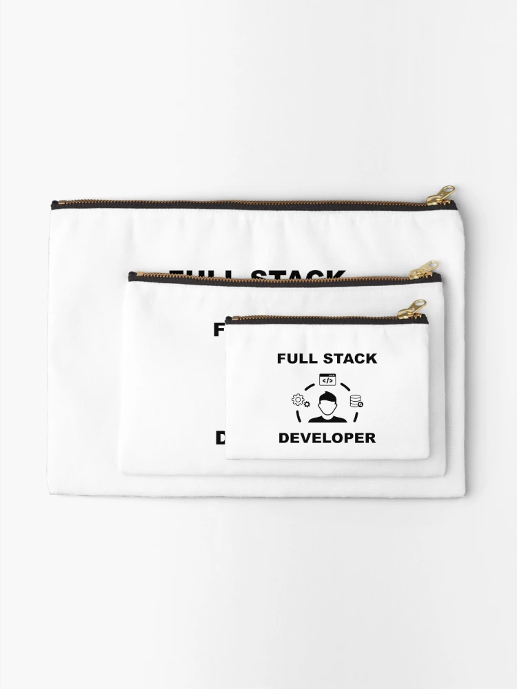 Thumbnail 2 of 4, Zipper Pouch, Full Stack Developer, Software Engineer, Computer Science, Web, WWW, Programming Humor, HTML, White designed and sold by Max-Wear.