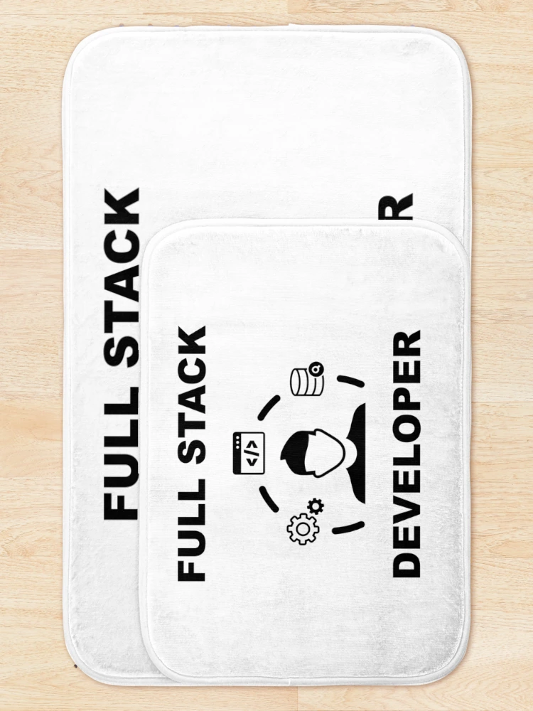Thumbnail 5 of 6, Bath Mat, Full Stack Developer, Software Engineer, Computer Science, Web, WWW, Programming Humor, HTML, White designed and sold by Max-Wear.