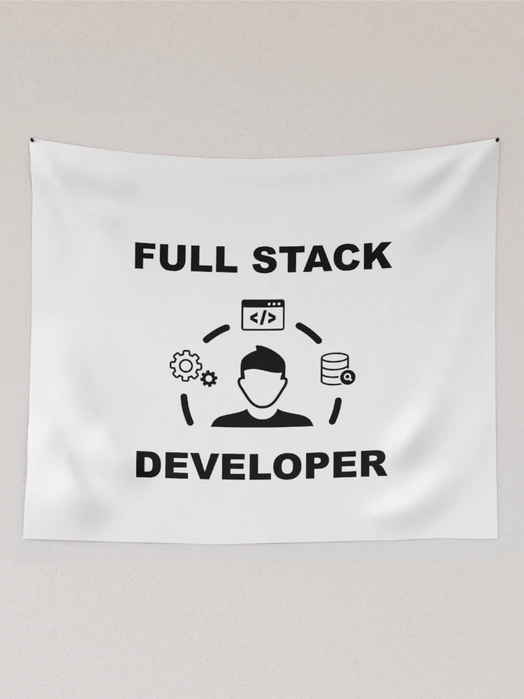 Thumbnail 2 of 3, Tapestry, Full Stack Developer, Software Engineer, Computer Science, Web, WWW, Programming Humor, HTML, White designed and sold by Max-Wear.