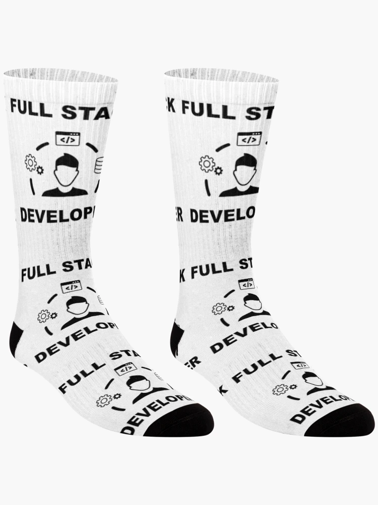 Thumbnail 3 of 5, Socks, Full Stack Developer, Software Engineer, Computer Science, Web, WWW, Programming Humor, HTML, White designed and sold by Max-Wear.