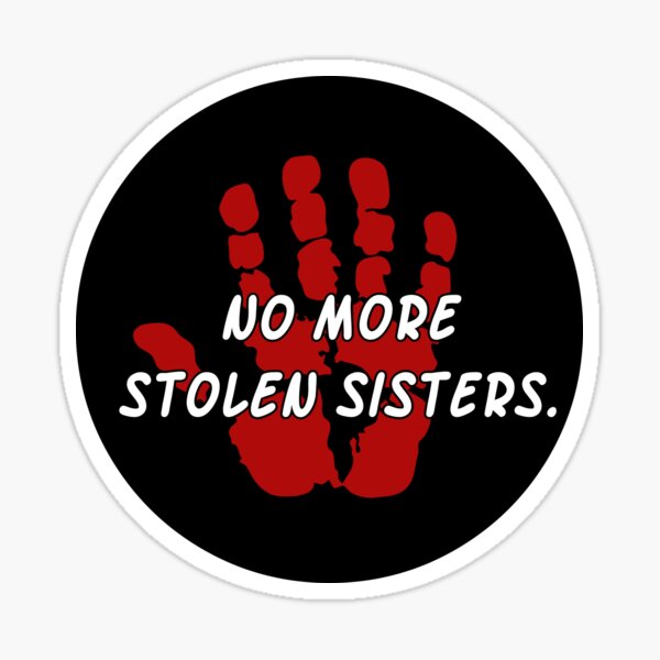 Vista previa del artículo con la obra «MMIW No más hermanas robadas», diseñado y vendido por StickersByMalia.