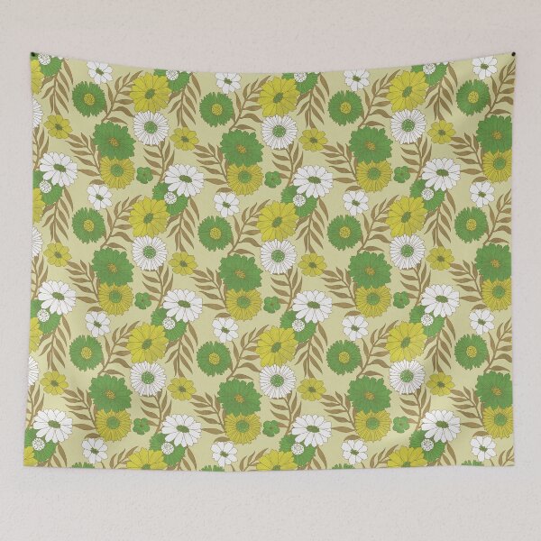 Item preview, Patrón floral retro inspirado en la década de 1960 designed and sold by DifferentCreate.