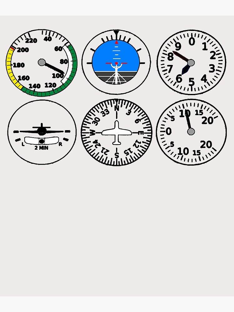"Basic Six Flight Instruments six pack pilot Flight Instruments gift " Poster by LukifoRadical