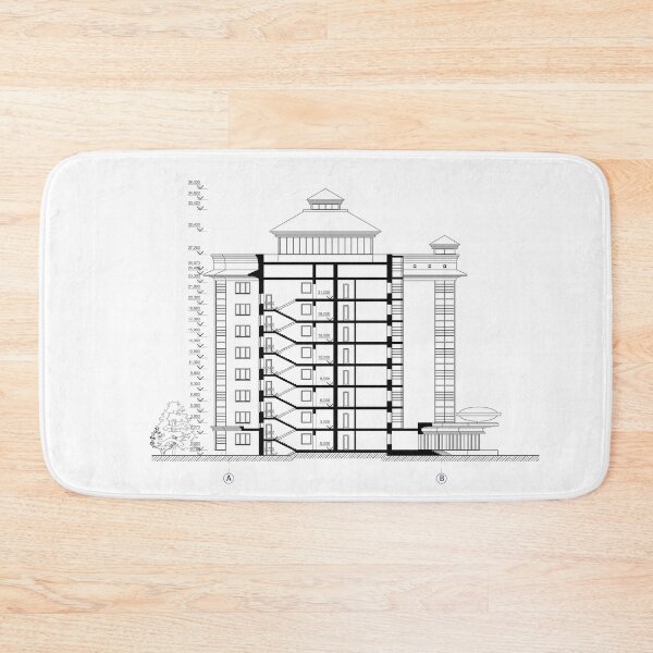 Item preview, Multistory building section, detailed architectural technical drawing, vector blueprint designed and sold by Familyshmot.
