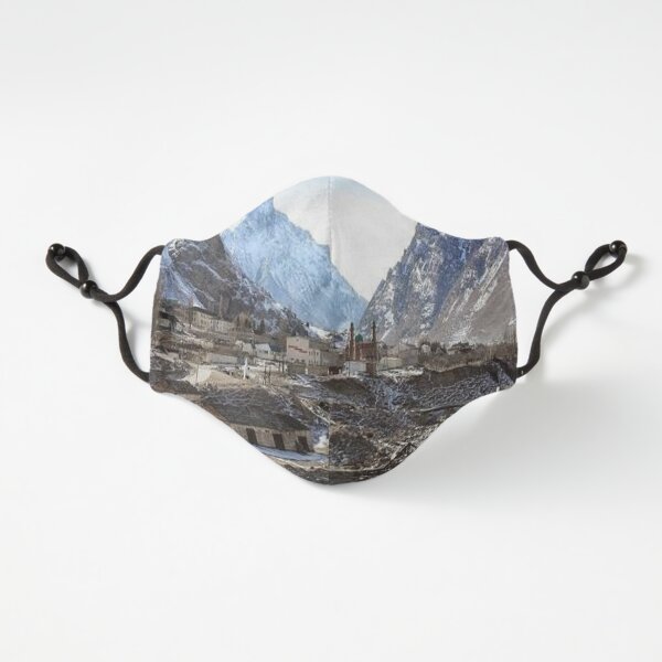 Fitted Masks, #Mountains, #road, #houses, #river, mountain village Tawlula Karachay Balkar Fitted 3-Layer
