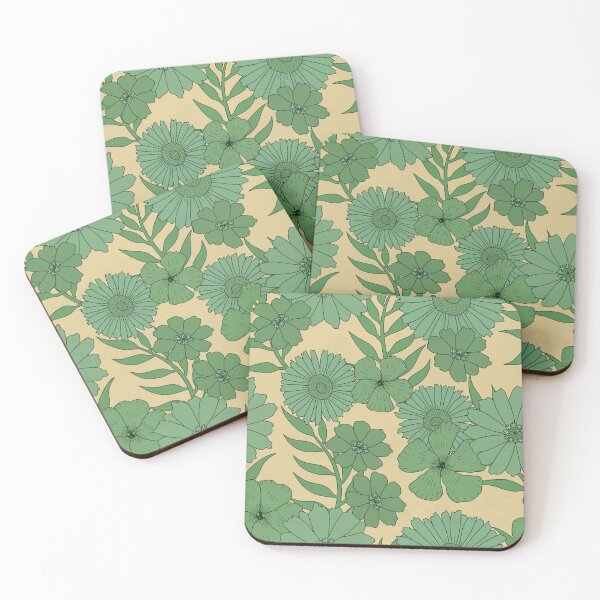 Item preview, Patrón floral retro inspirado en la década de 1970 (verde) designed and sold by DifferentCreate.