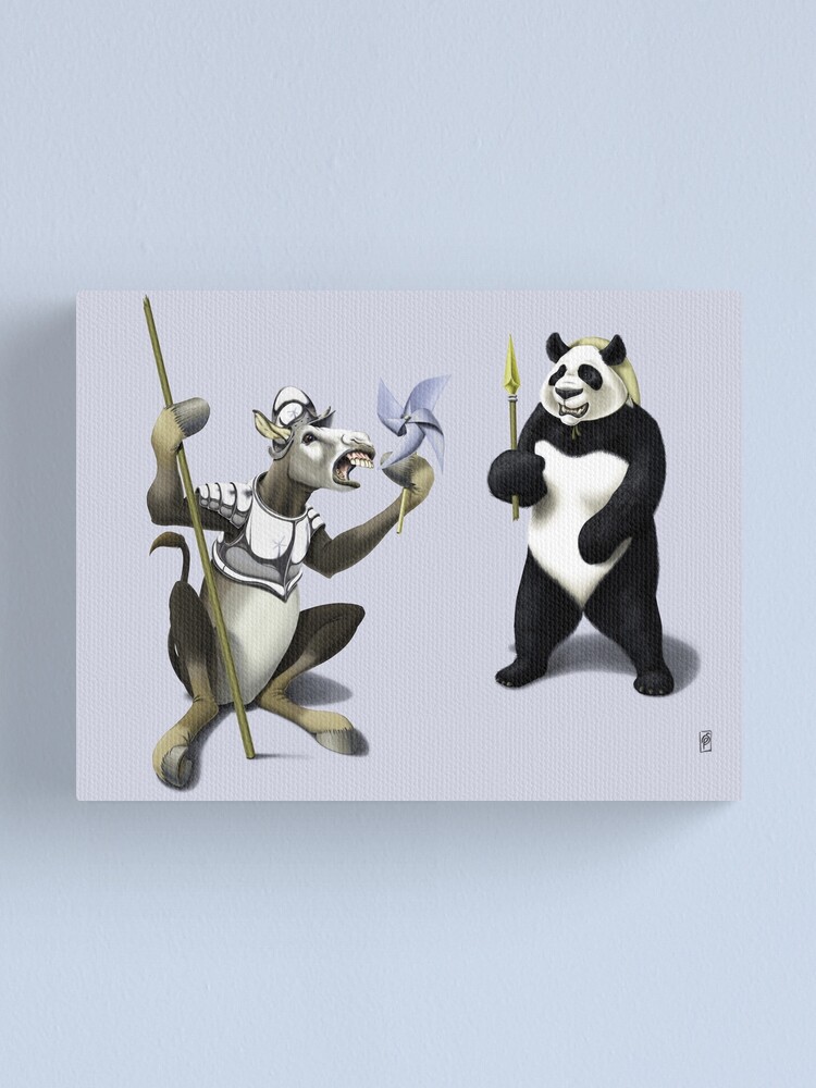 Esel Xote Und Sancho Panda Farbe Leinwanddruck Von Robcreative Redbubble