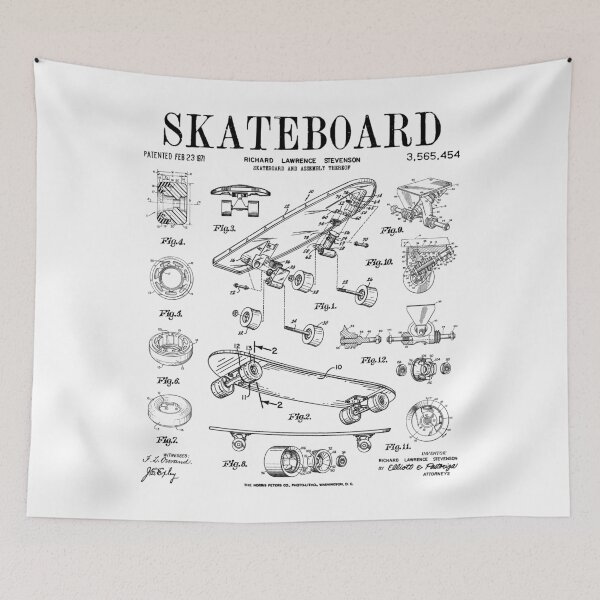 Item preview, Skater Skateboard Skateboarding Vintage Patent Drawing Print Black designed and sold by GrandeDuc.