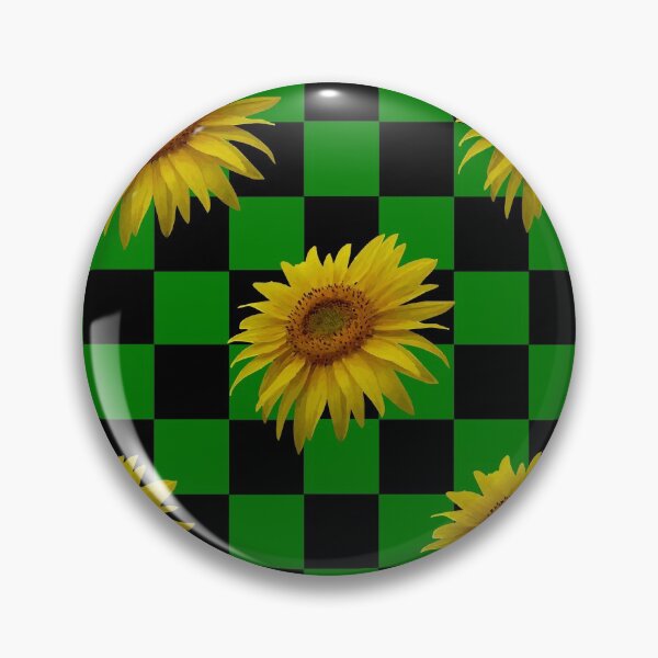 Item preview, pattern chessboard black and green with sunflower designed and sold by Space Art.