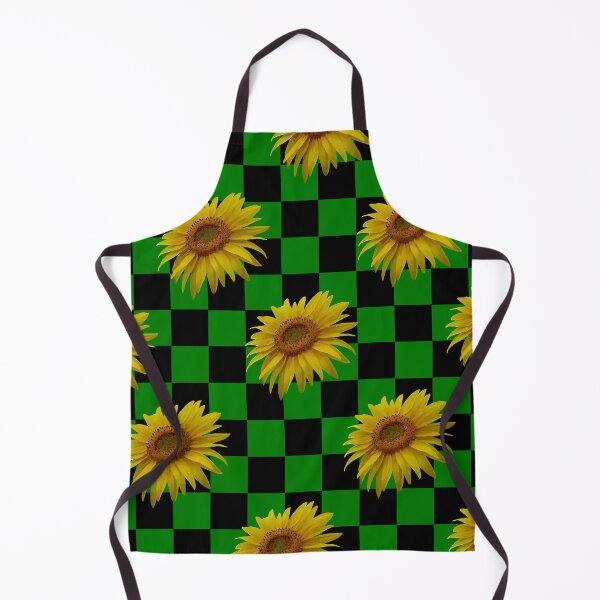 Item preview, pattern chessboard black and green with sunflower designed and sold by Space Art.