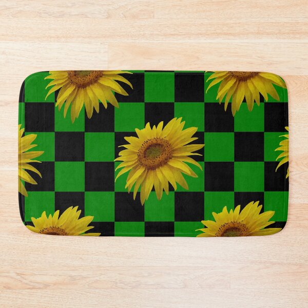 Item preview, pattern chessboard black and green with sunflower designed and sold by Space Art.