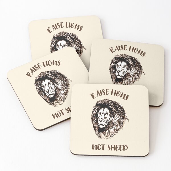Item preview, Raise lions not sheep classic quote vintage off-white, black and dark brown white lion head design - aesthetic cursive dark brown typography designed and sold by Deegital18.
