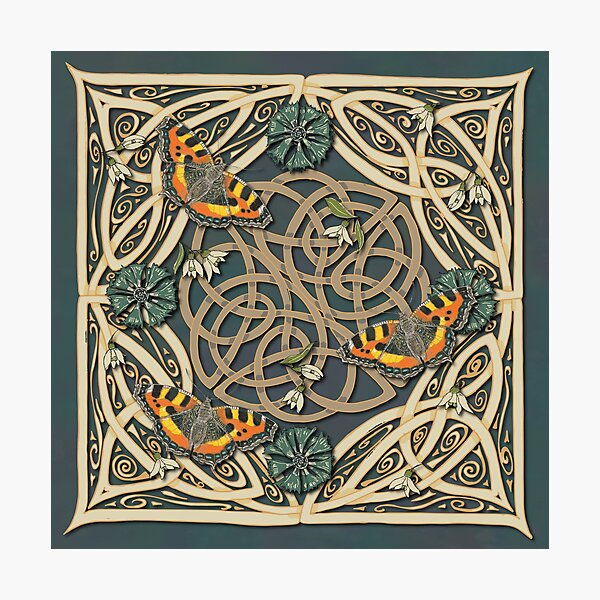 Tortoiseshell Butterflies Celtic Swirls Photographic Print