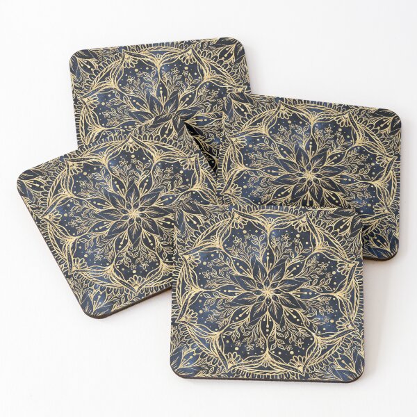 Item preview, Blue Gold Poinsettia Flower Mandala designed and sold by NdesignTrend.