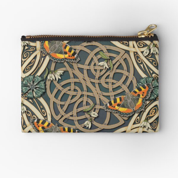 Tortoiseshell Butterflies Celtic Swirls Zipper Pouch