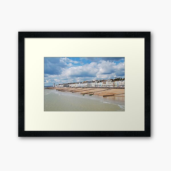 Hastings seafront from the pier Framed Art Print